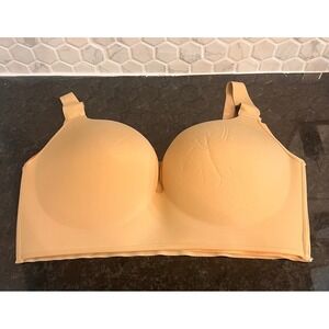Rhonda Shear Plunge Wireless Bra Style 685 Nude Beige Microfiber 2X Pullover